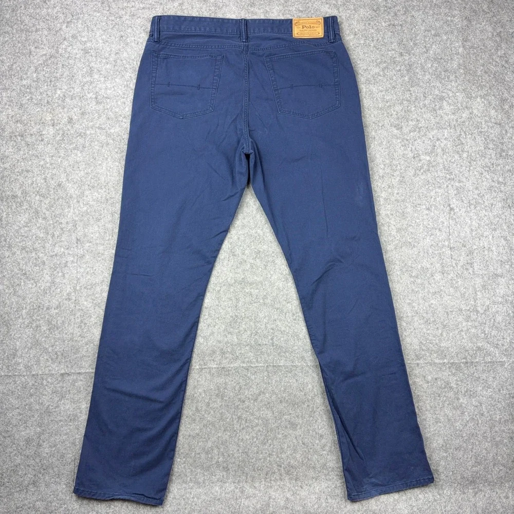 Polo Ralph Lauren Pants Men 36x34 Blue Varick Slim Straight Chino Cotton Stretch